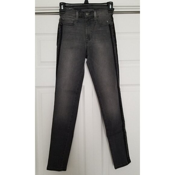 Joe's Jeans Flawless High Rise Skinny Ankle Black Distress W/ Dark Stripe Sz 23 - Picture 1 of 14